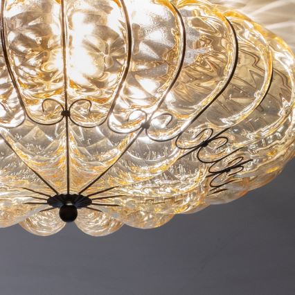 SIRU - Плафон SOLE 3xE14/40W/230V Ø 31 см бежов/матов хром Венецианско стъкло