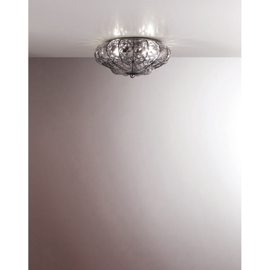 SIRU - Плафон SOLE 3xE14/40W/230V Ø 31 см прозрачен/матов хром Венецианско стъкло