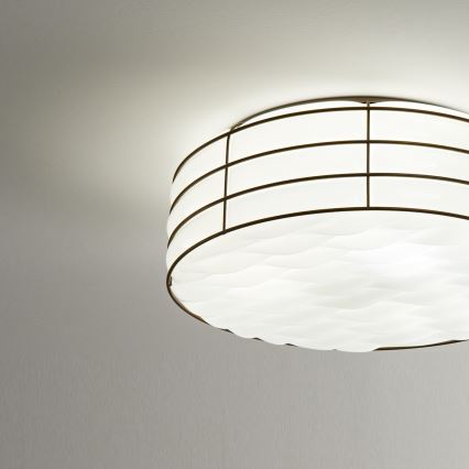 SIRU - Плафон TAMIS 3xE14/40W/230V черен/бял Венецианско стъкло