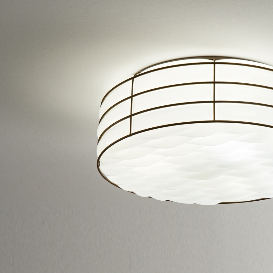 SIRU - Плафон TAMIS 3xE14/40W/230V черен/бял Венецианско стъкло