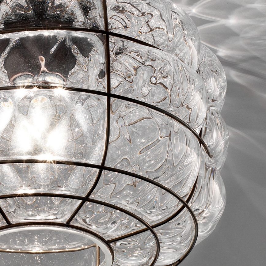 SIRU - Плафон TERRA 1xE27/60W/230V черен/прозрачен Венецианско стъкло