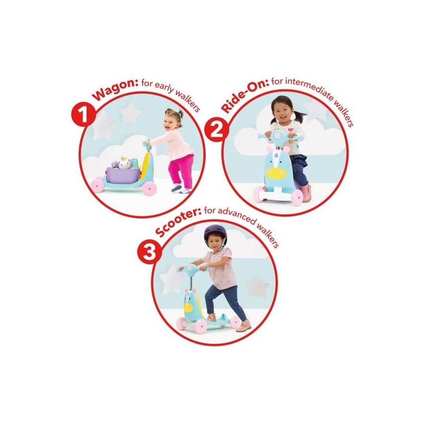 Skip Hop - Колело за бутане 3в1 ZOO еднорог 3xAAA