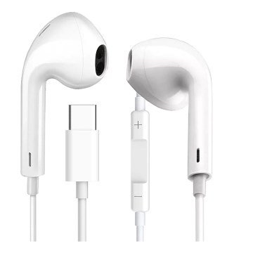 Слушалки с микрофон USB-C бели