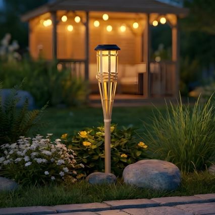 Слънчева LED лампа BAMBOO LED/1,2V 150 mAh 1800K 56 cm IP44 бежова