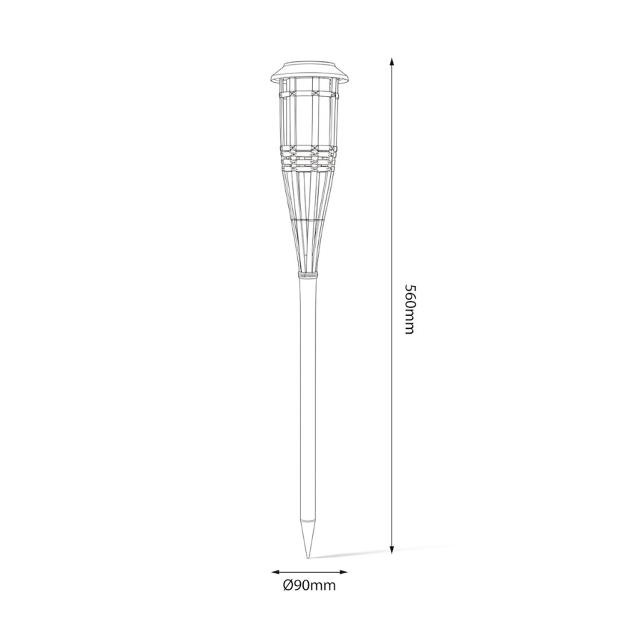Слънчева LED лампа BAMBOO LED/1,2V 150 mAh 1800K 56 cm IP44 бежова