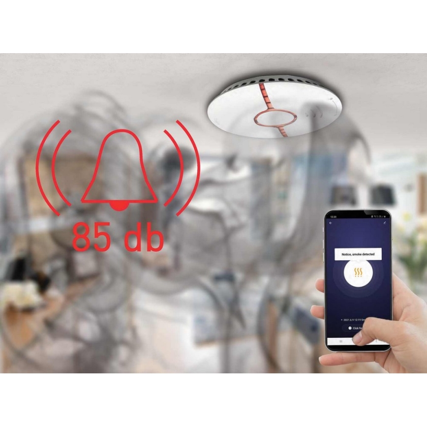 Смарт детектор за дим 2xAAA Wi-Fi Tuya