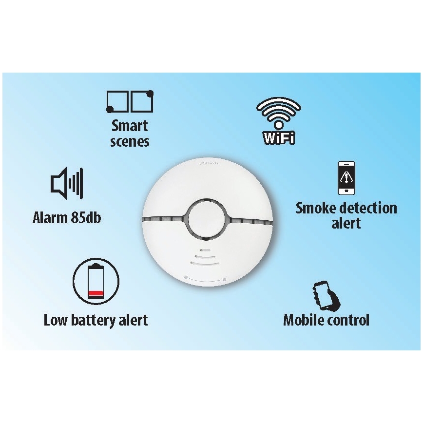 Смарт детектор за дим 2xAAA Wi-Fi Tuya