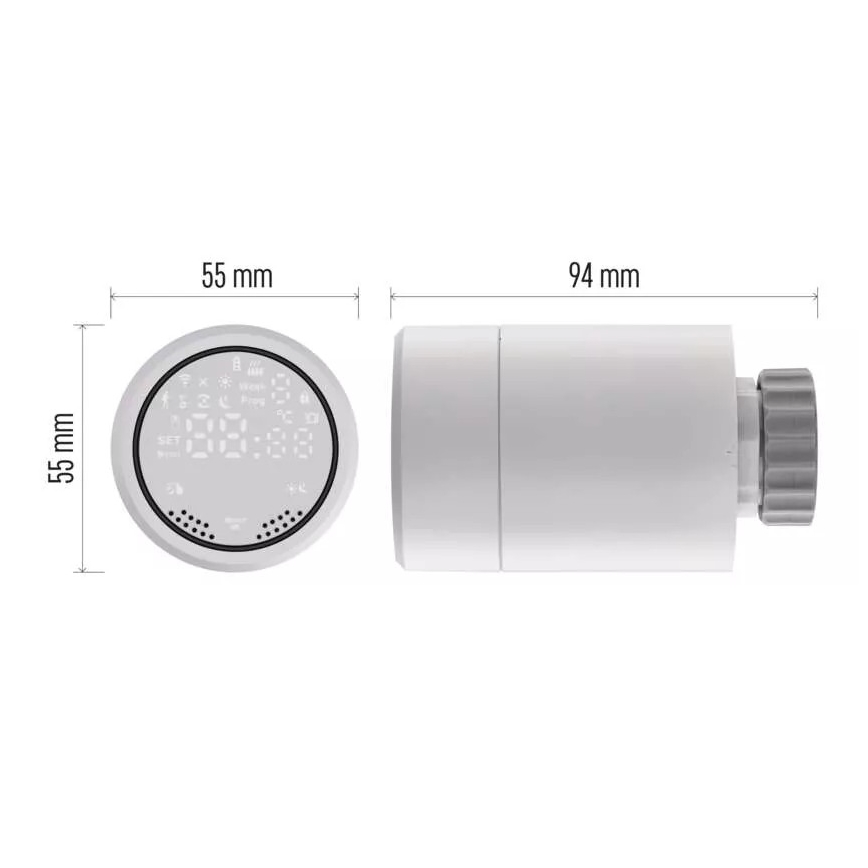 Smart термостатична глава с LCD дисплей GoSmart M30x1,5 2xAA/1,5V Tuya