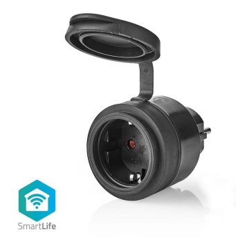 Смарт контакт 3680W/230V/Schuko тип F/16A Wi-Fi IP44 черен