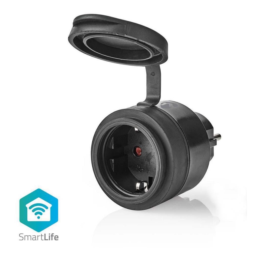 Смарт контакт 3680W/230V/Schuko тип F/16A Wi-Fi IP44 черен