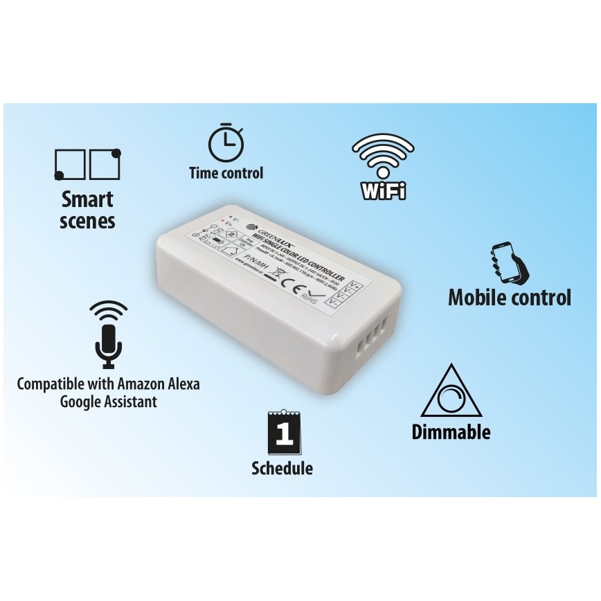 Смарт контролер за едноцветни LED ленти 5-24V Wi-Fi Tuya
