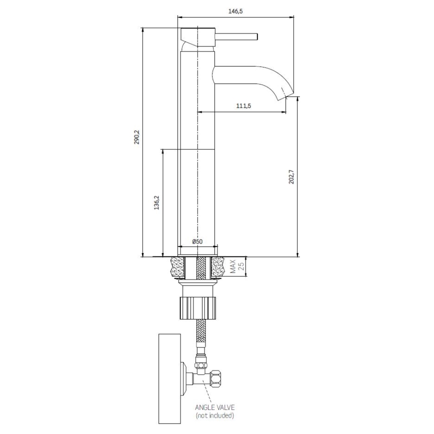 Смесител за мивка DRAGOR 29 см, четкан месинг