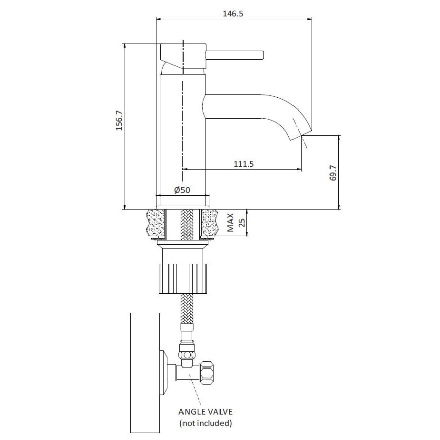 Смесител за умивалник DRAGOR 15,6 cm, четкан месинг