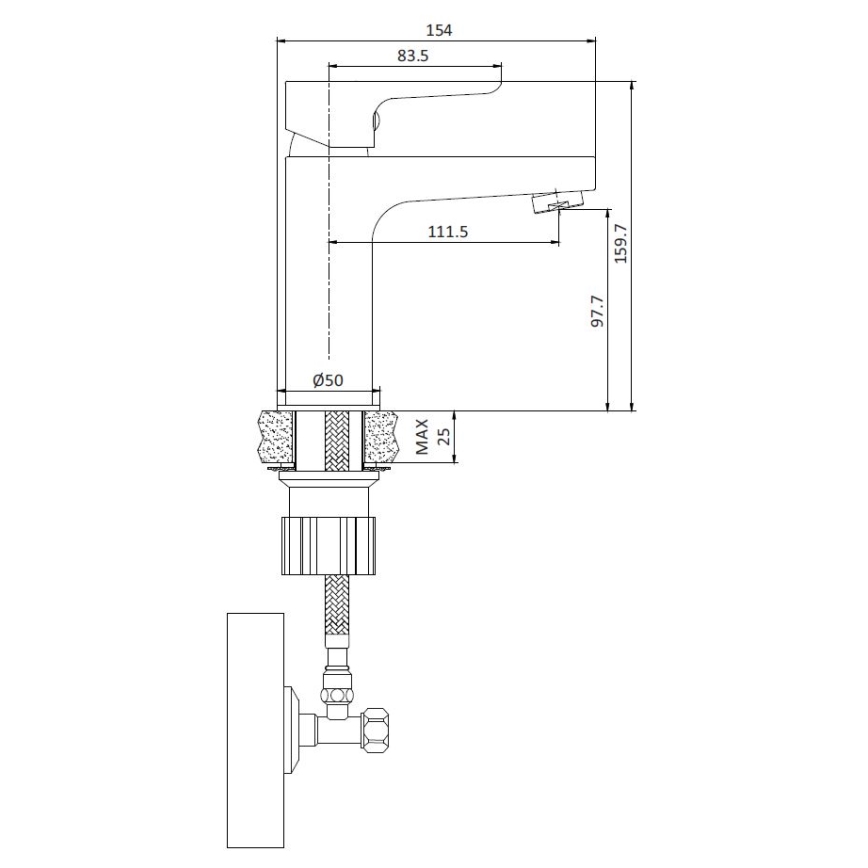 Смесител за умивалник NAESBY 15,9 см, лъскав хром