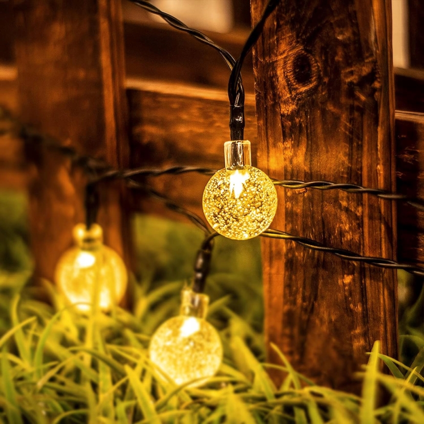 Соларен декоративен LED гирлянд 30xLED/8 функции 500 mAh 6,5 m IP67 топла бяла