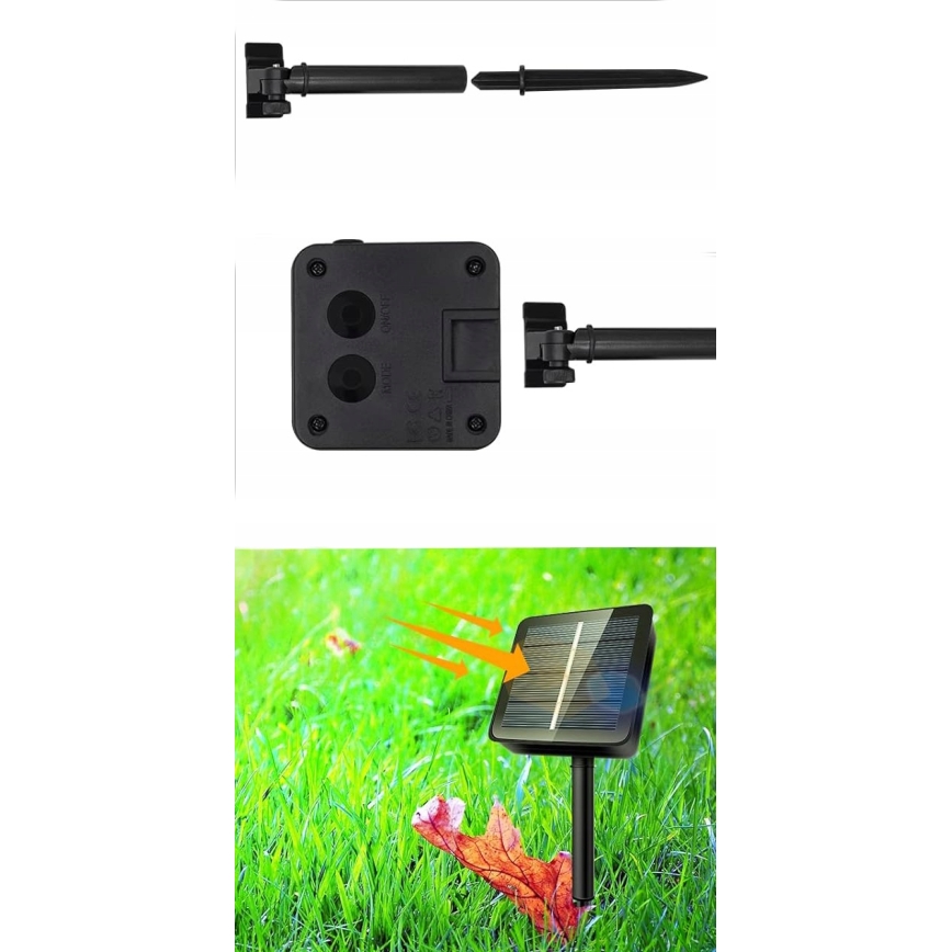 Соларен LED декоративен гирлянд — 50 LED / 8 режима, 500 mAh, 9,5 m, IP67, топла бяла