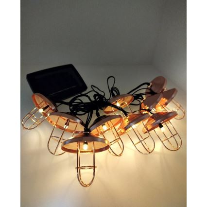 Соларен LED гирлянд 10xLED/1,2V 300 mAh 3,8 m IP44 меден