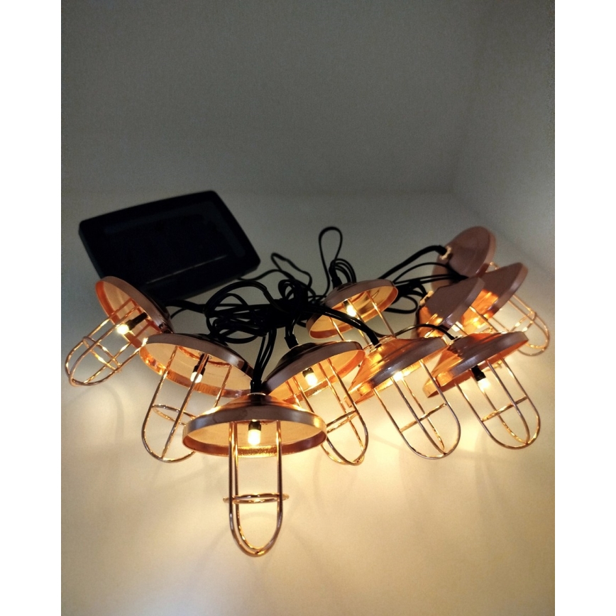 Соларен LED гирлянд 10xLED/1,2V 300 mAh 3,8 m IP44 меден