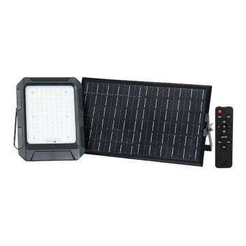 Соларен LED прожектор LED/15W/3,7V IP65 4000K 12000 mAh черен + дистанционно управление
