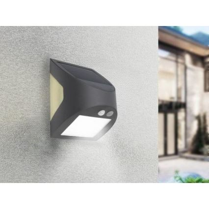 LED соларно стенно осветително тяло със сензор LED/3W/3,7V 3000/4000K 1200 mAh IP54 антрацит
