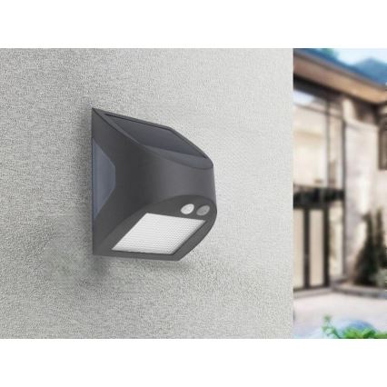 LED соларно стенно осветително тяло със сензор LED/3W/3,7V 3000/4000K 1200 mAh IP54 антрацит