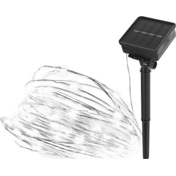 Соларна гирлянда 120xLED/2,4W/1,2V 12m IP44 600 mAh студено бяло