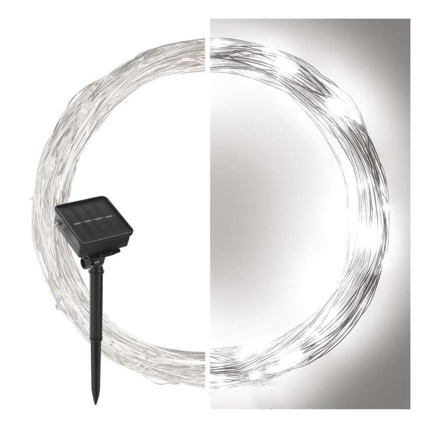Соларна гирлянда 120xLED/2,4W/1,2V 12m IP44 600 mAh студено бяло