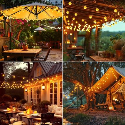 Соларна LED декоративна гирлянда 50xLED/8 режима 500 mAh 9,5 m IP67 топла бяла