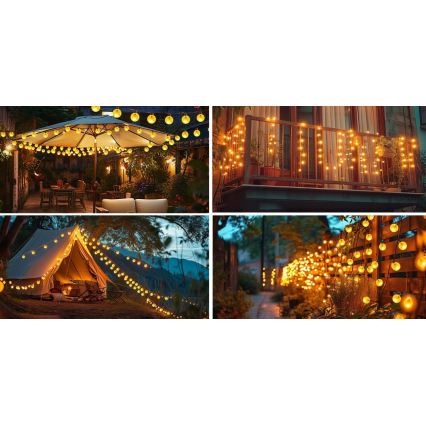 Соларна LED декоративна гирлянда 50xLED/8 режима 500 mAh 9,5 m IP67 топла бяла