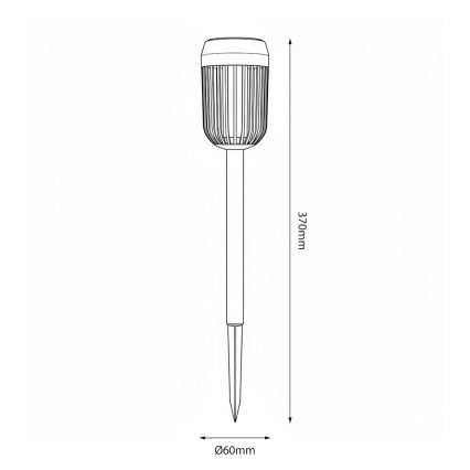 Соларна LED лампа FLAME LED/1,2V 100 mAh 1800K 37 cm IP44 черна