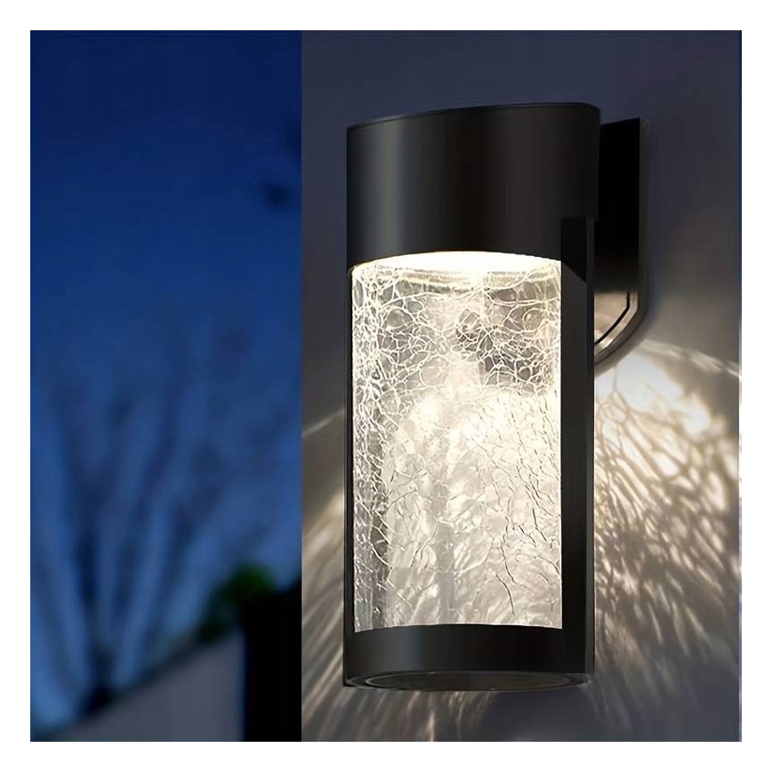 Соларна LED стенна лампа LED/3,7V 300 mAh IP44 черна