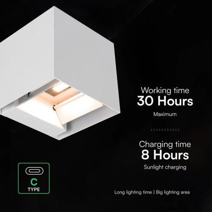 LED соларно стенно осветително тяло със сензор LED/9W/3,7V 3000/4000/5000K IP65 2600 mAh бяло