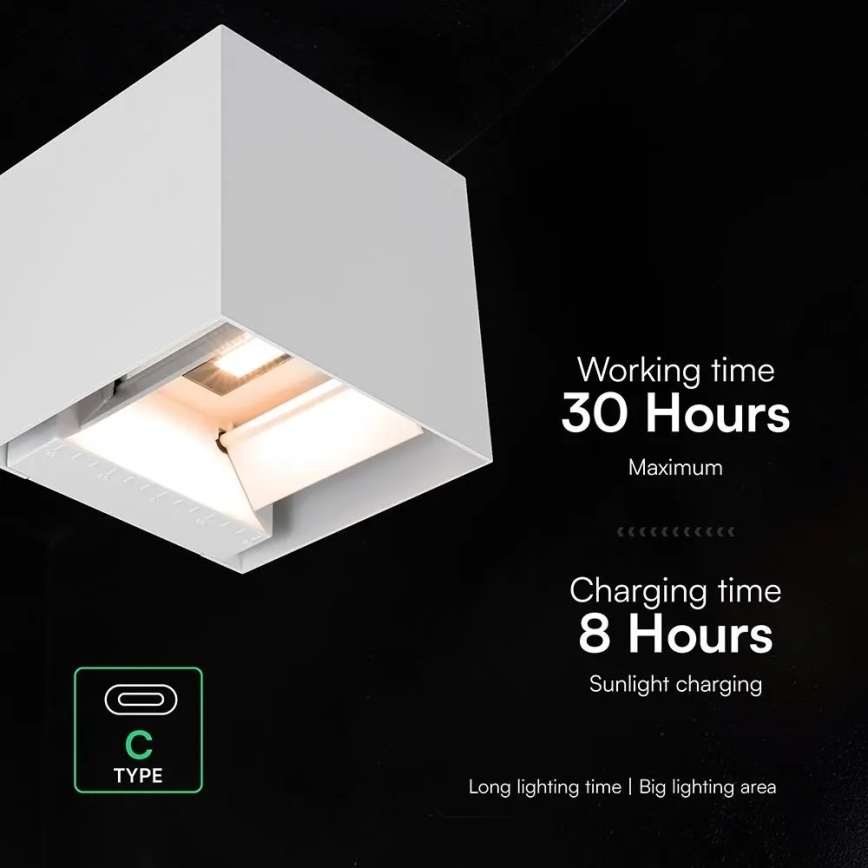 LED соларно стенно осветително тяло със сензор LED/9W/3,7V 3000/4000/5000K IP65 2600 mAh бяло