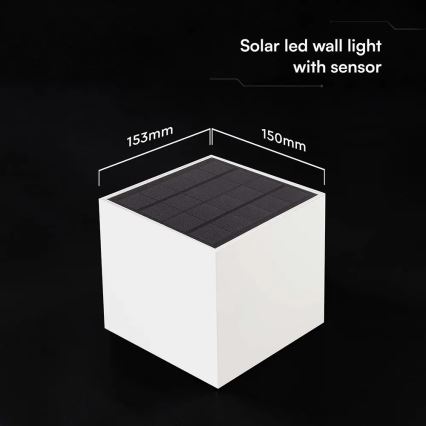 LED соларно стенно осветително тяло със сензор LED/9W/3,7V 3000/4000/5000K IP65 2600 mAh бяло