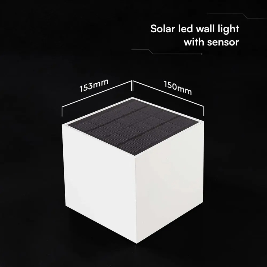 LED соларно стенно осветително тяло със сензор LED/9W/3,7V 3000/4000/5000K IP65 2600 mAh бяло