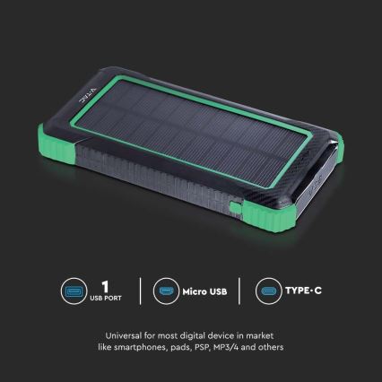 Соларна външна батерия Power Delivery 10000mAh/10W/5V черен