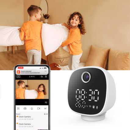 Смарт камера с будилник, термометър и LED светлина 1296p 3Mpx 5V Wi-Fi Tuya IP65