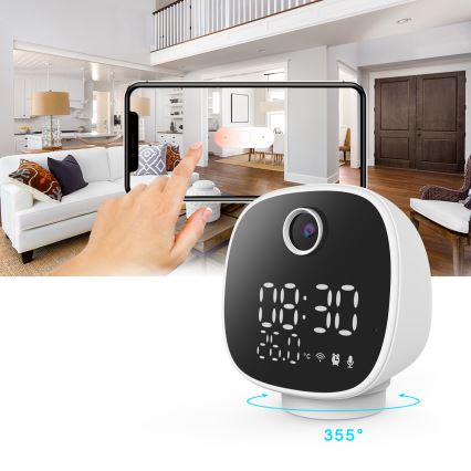 Смарт камера с будилник, термометър и LED светлина 1296p 3Mpx 5V Wi-Fi Tuya IP65