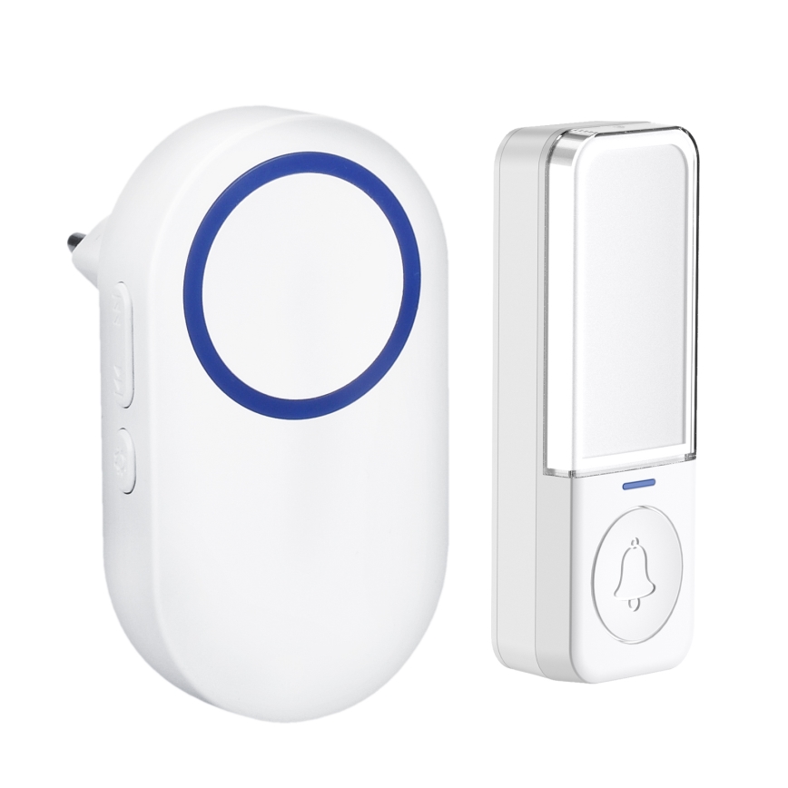 Безжичен звънец за контакт 230V IP56 бял