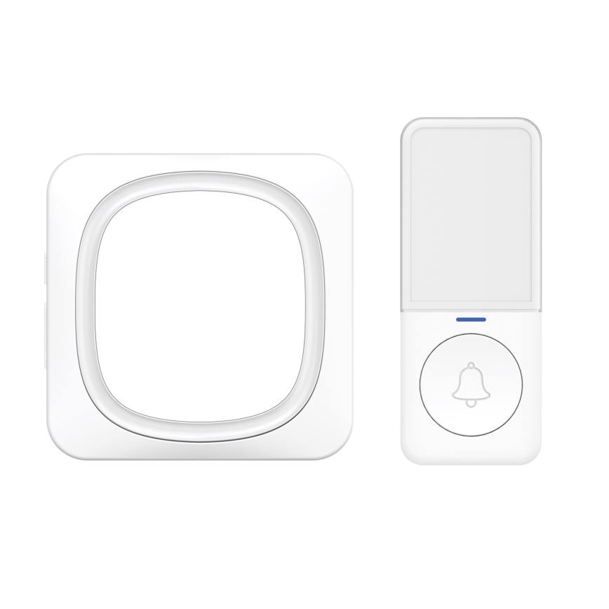 Безжичен звънец за врата с LED осветление 230V IP56 бял