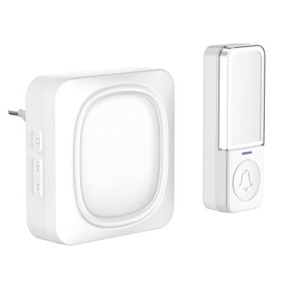 Безжичен звънец за врата с LED осветление 230V IP56 бял