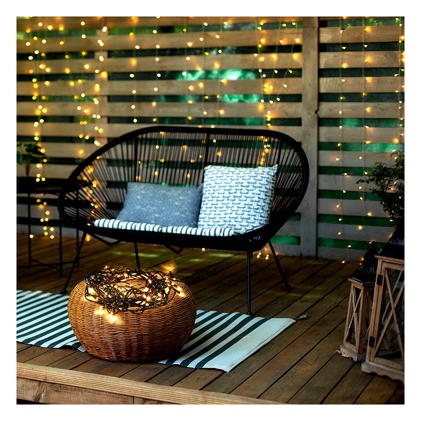 LED Екстериорни Коледни лампички 200xLED/8 функции IP44 25 м топло бял