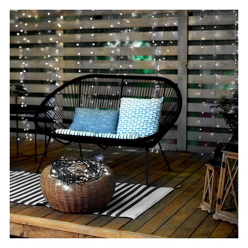 LED външна гирлянда 50xLED/8 функции 8m IP44 студено бяло