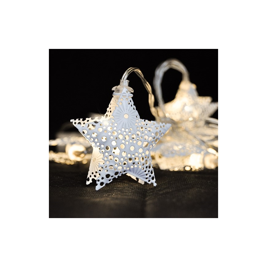 LED  гирлянд 10xLED/2xAA 2m топло бяло