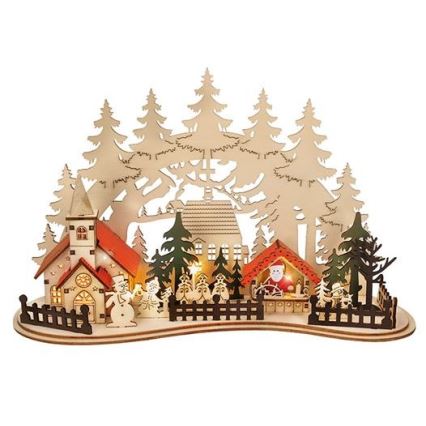 LED Коледна декорация LED/2xAAA малко градче