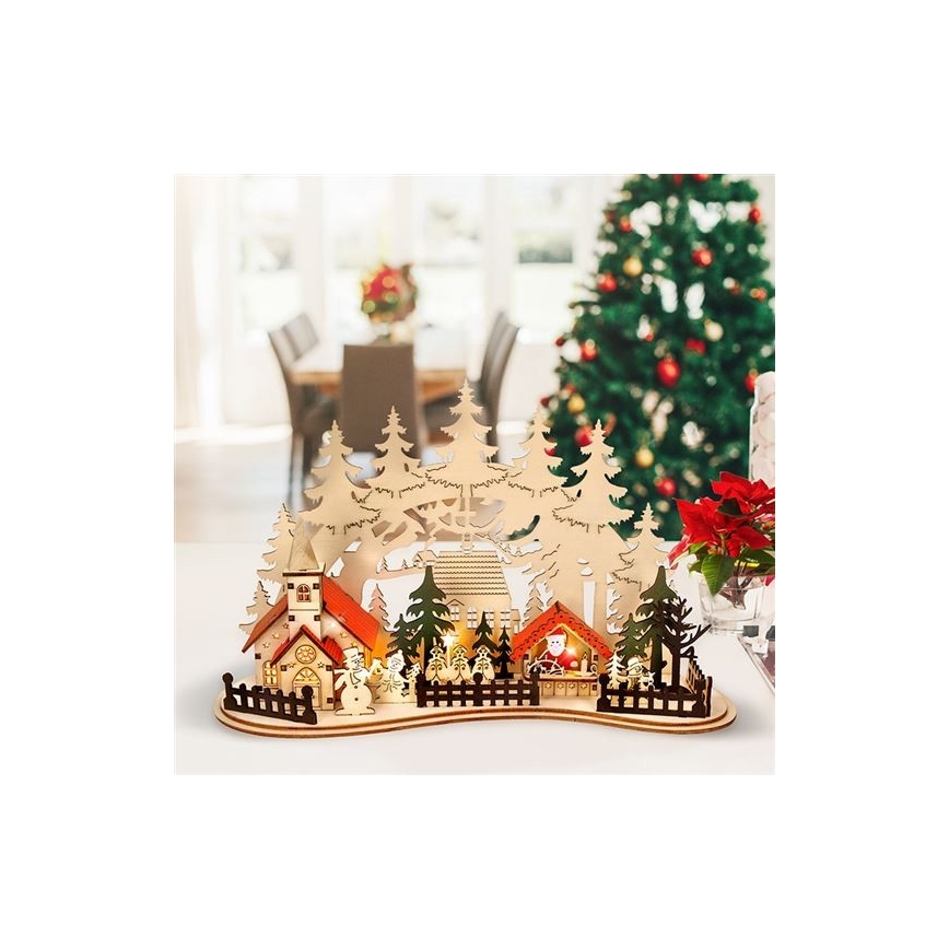 LED Коледна декорация LED/2xAAA малко градче