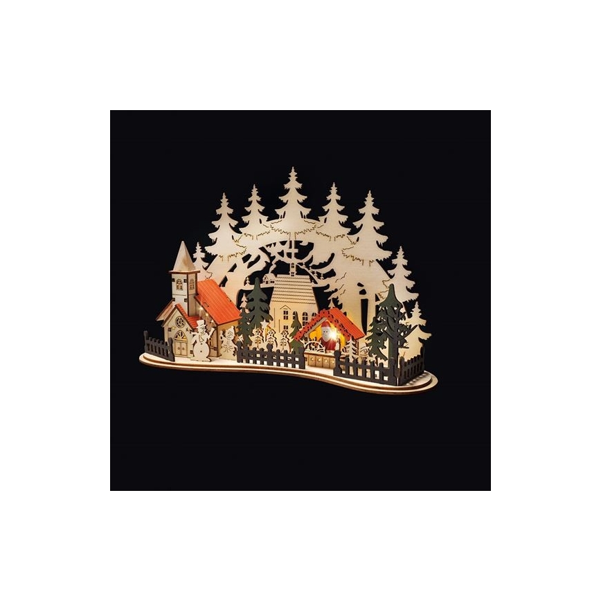 LED Коледна декорация LED/2xAAA малко градче