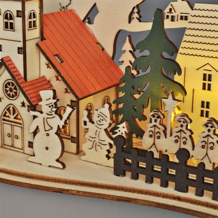 LED Коледна декорация LED/2xAAA малко градче