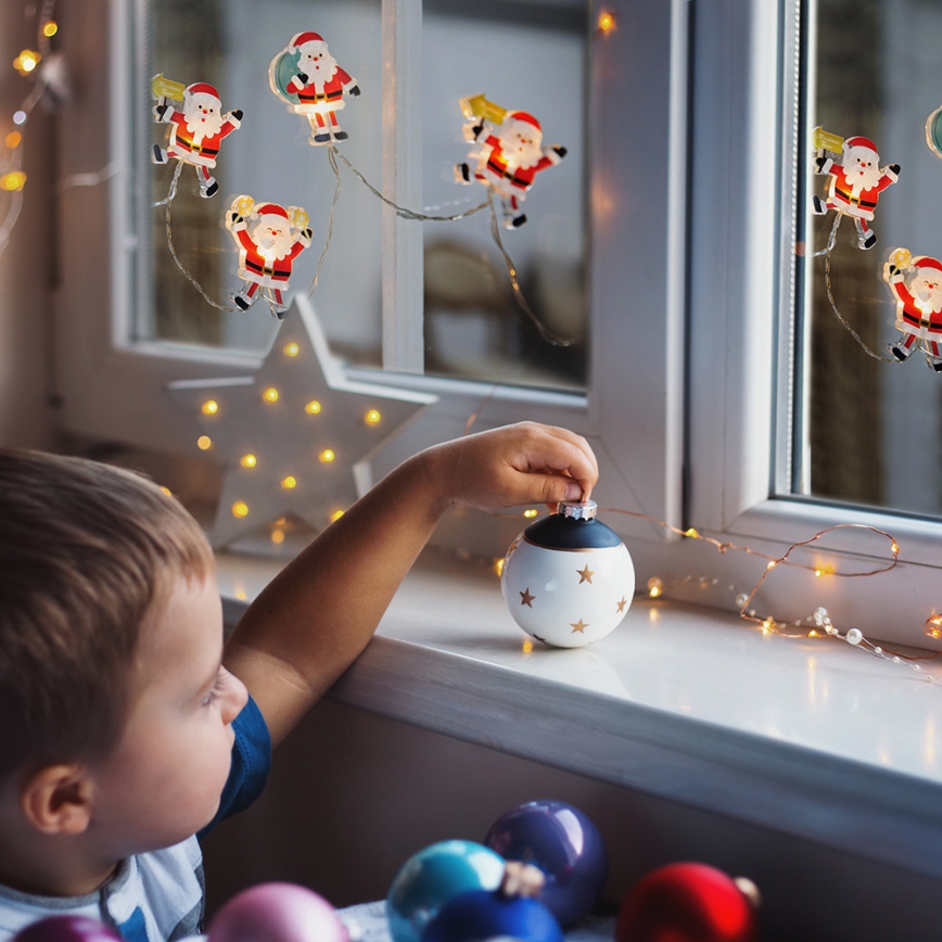 LED коледен гирлянд с присоски 6xLED/2xAA 1,2m топла бяла светлина santa