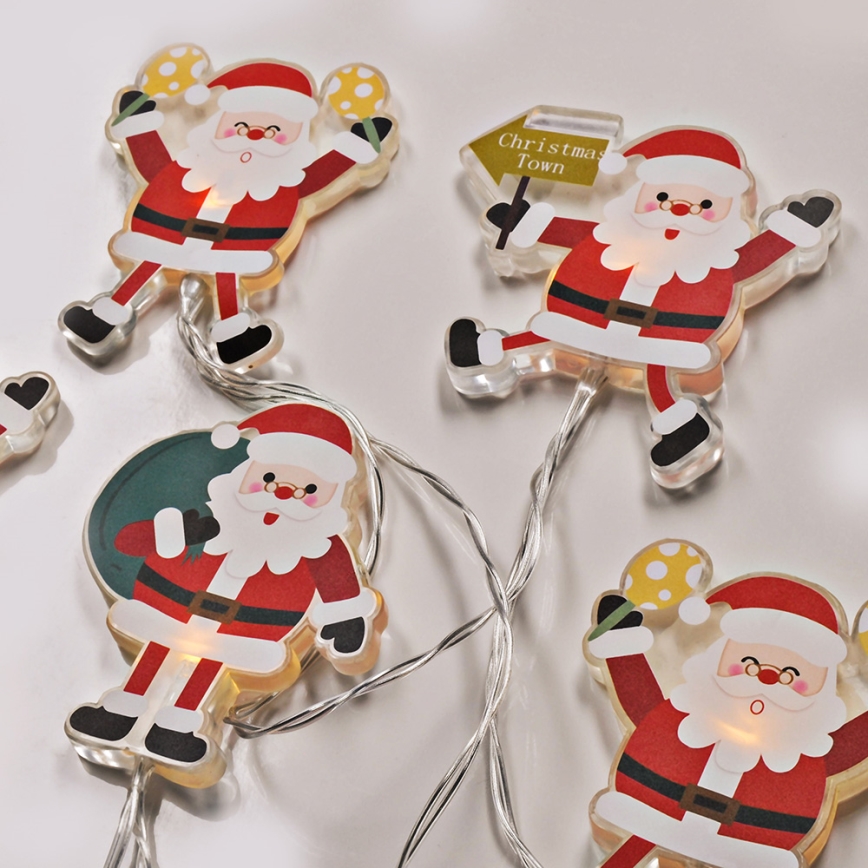 LED коледен гирлянд с присоски 6xLED/2xAA 1,2m топла бяла светлина santa